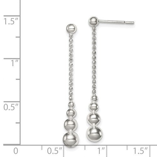 Sterling Silver 925 Dangle Chains Balls 1.5" Long Earrings, Simple Minimalist Dainty Modern Drop & Dangle Shepherd Hook Earrings Bridesmaids - Lazuli