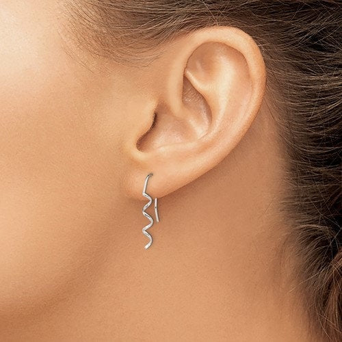 Sterling Silver 925 Spiral Dangle French Wire 1" Long Earrings, Simple Minimalist Modern Drop & Dangle Shepherd Hook Earrings bridesmaids - Lazuli