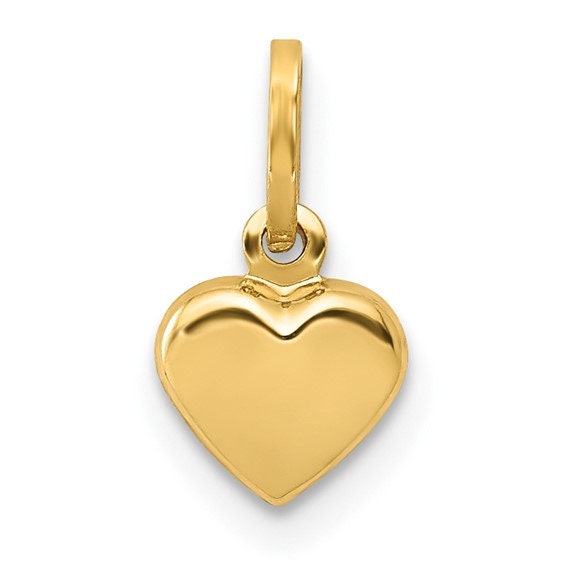 14k Tiny Solid Yellow , White or Rose Gold Heart Pendant Charm for a Chain or Necklace  .5" Long. Not Gold Plated. Real 14K Gold - Lazuli