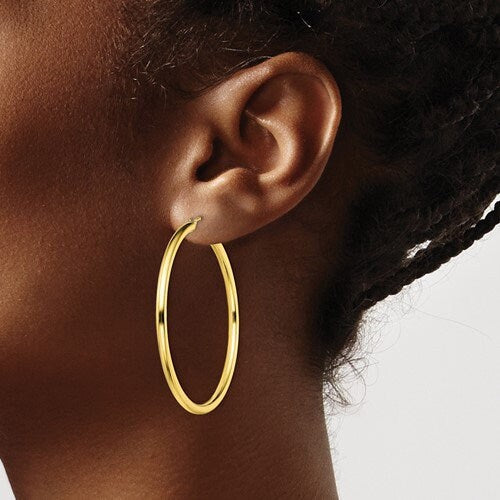 Gold Hoop 2.5 mm wide Earrings over Sterling Silver different sizes , Simple Minimalist Hinged Tarnish Resistant medium large extra large