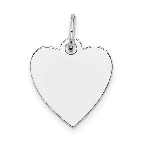 14k Yellow, White or Rose Gold Plain Heart Disc Charm 18mm long x 14mm width. Bail Length : 14mm. Bail Width 1mm. polished front and back