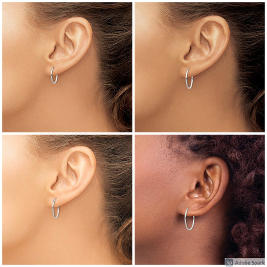 Sterling Silver .925 1.3mm Hoop Endless Earrings different sizes, Simple Minimalist Tarnish Resistant we have all sizes 16,19,20,21MM