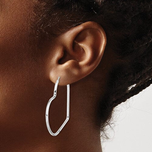 Sterling Silver .925 2 mm Endless Heart Shape Earrings different sizes, Simple Minimalist Tarnish Resistant Medium, Large & Extra Large