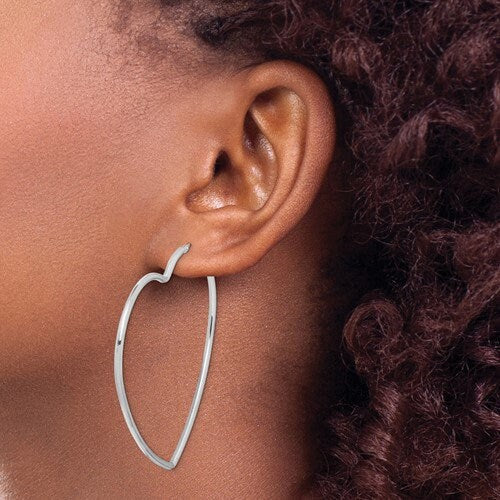 Sterling Silver .925 2 mm Endless Heart Shape Earrings different sizes, Simple Minimalist Tarnish Resistant Medium, Large & Extra Large