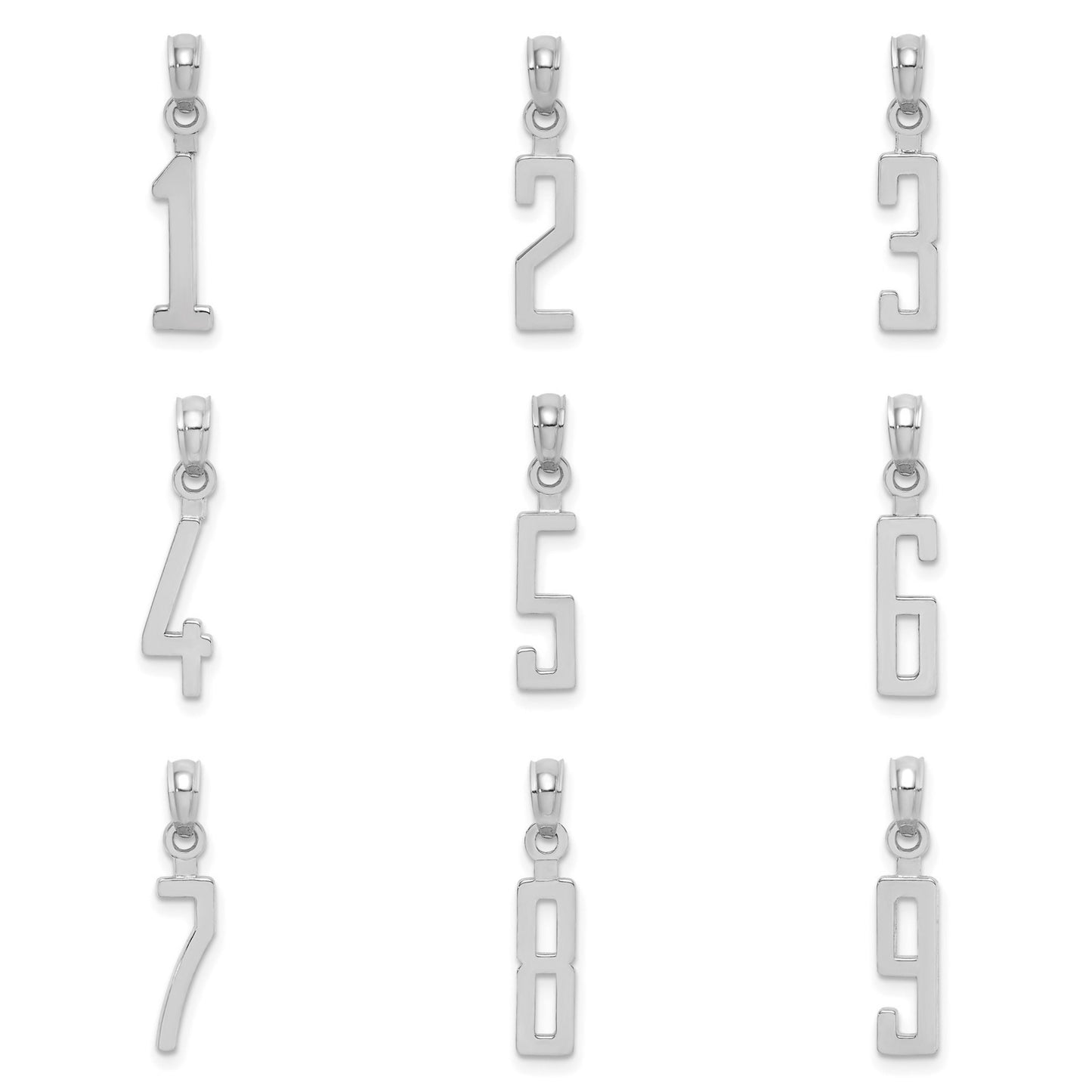10K or 14K Solid Gold Block Numbers Charm Pendant 1/2 " Long Block Font Simple Minimalist Yellow or White Gold