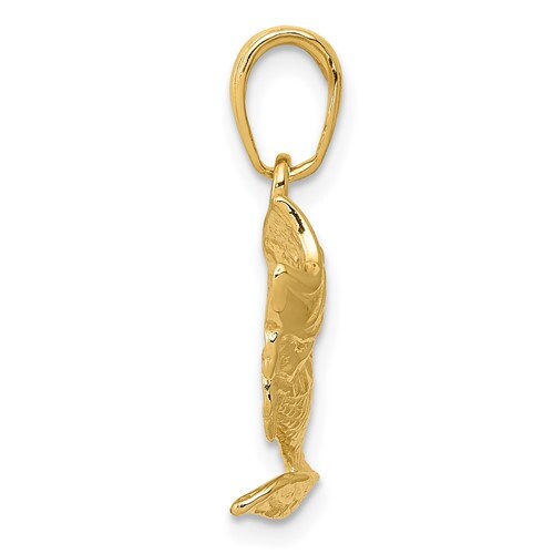 14K Solid Yellow Gold Small Fish Pendant Charm .6" Long