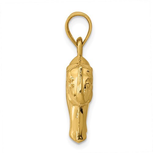 14K Solid Yellow Gold Small Elephant Pendant Charm .8" Long