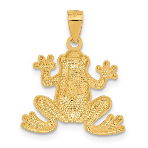 14K Solid Yellow Gold Small Frog Pendant Charm .8" Long