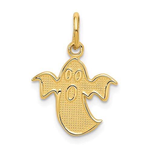 14k Tiny Solid Yellow Gold Ghost Pendant Charm for a Chain or Necklace .5" Long Halloween special Not Gold Plated. Real 14K Gold