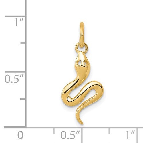 14K Solid Yellow Gold Small Snake Pendant Charm .7" Long