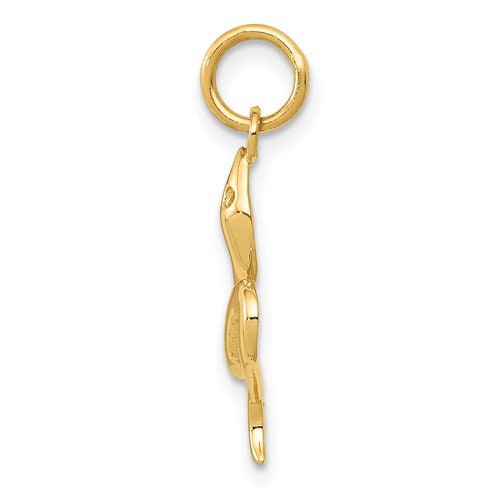 14K Solid Yellow Gold Small Snake Pendant Charm .7" Long