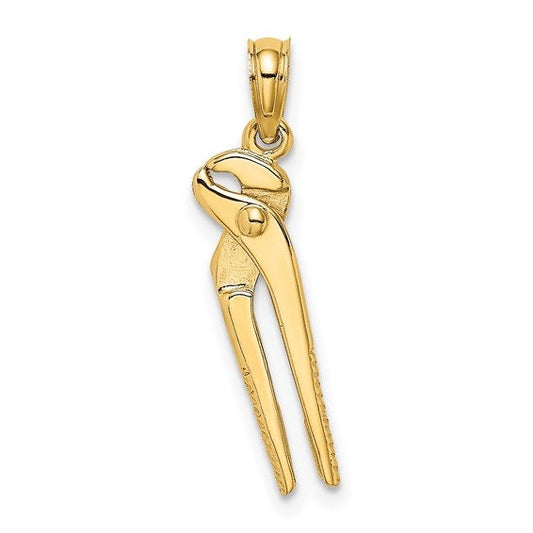14K or 10K 3D Solid Yellow Gold Moveable Pliers Charm Pendant Charm .7" Long x .4" Wide. Occupation Handyman.Great 4 Necklace/Charm Bracelet