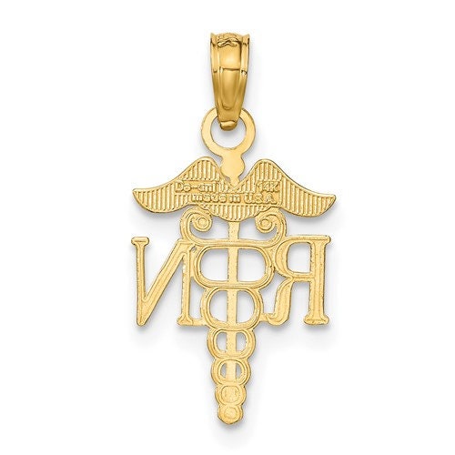14K Solid Yellow Gold RN Registered Nurse Charm Pendant Charm .5" Long x .5" Wide. Medical Occupation. Great 4 Necklace / Charm Bracelet
