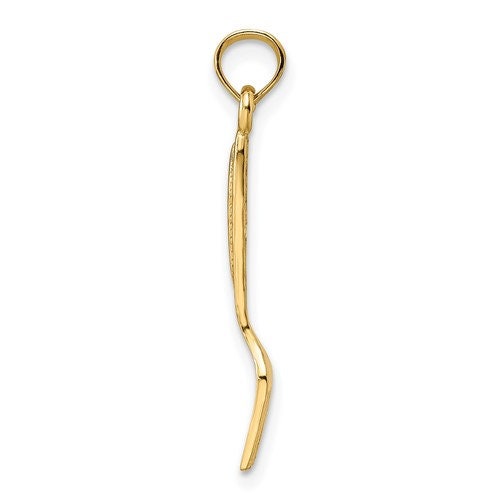 14K or 10K Solid Yellow Gold Polished 3-D Table Fork Charm Pendant Charm .8" Long x 4mm Wide. Great 4 Necklace / Charm Bracelet