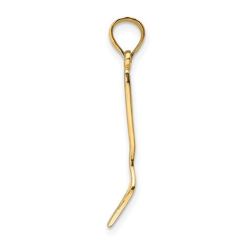 14K or 10K Solid Yellow Gold Polished Black Enamel 3-D Table Fork Charm Pendant Charm .8" Long x 4mm Wide. Great 4 Necklace / Charm Bracelet
