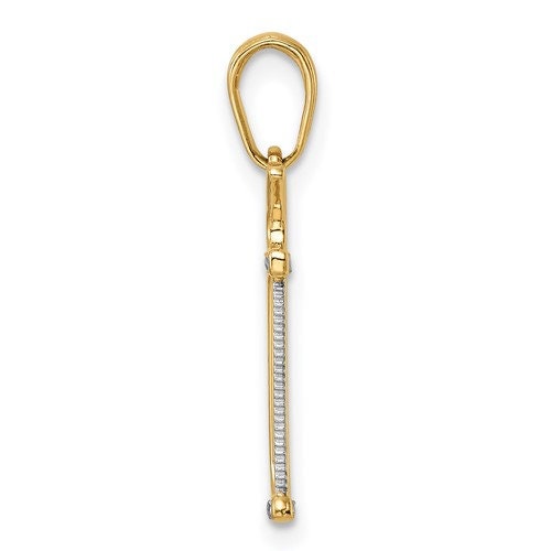 14K 3D Solid Yellow & White Gold Diamond Cut Hacksaw Charm Pendant Charm .9" Long x .2" Wide. Occupations. Great 4 Necklace / Charm Bracelet