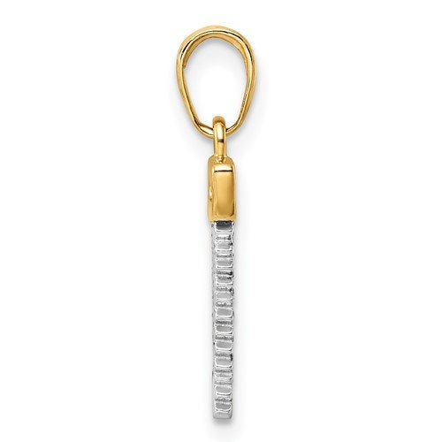 14K 3D Solid Yellow & White Gold Diamond Cut Saw Charm Pendant Charm .9" Long x .4" Wide. Occupations. Great 4 Necklace / Charm Bracelet