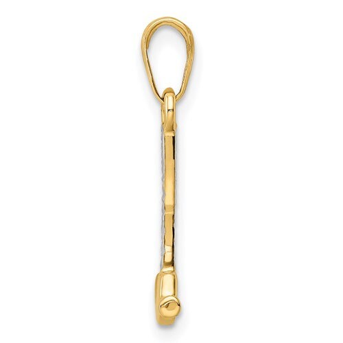 14K 3D Solid Yellow & White Gold Diamond Cut Hammer Charm Pendant Charm .9" Long x .4" Wide. Occupations. Great 4 Necklace / Charm Bracelet