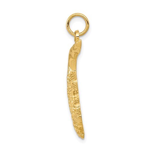 14K Solid Yellow Gold Alligator Charm Pendant 1.2" Long x .9" Wide Polished and Casted Ships Free in the U.S.