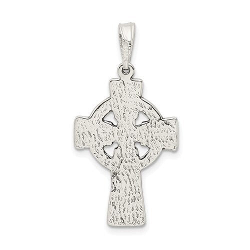 925 Sterling Silver Antiqued Celtic Iona Claddagh Cross Charm Pendant 1.4" Long x .7" Width. Classic Religious Irish Jewelry