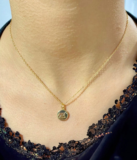 Custom Horoscope Necklace Small Astrology Zodiac Symbol Charms Constellation Gold Pendant with 18" Chain+ 2" Extension. Minimalist Jewelry.