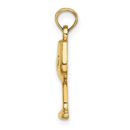 14K or 10k Solid Yellow Gold Polished Wine Glass Charm Pendant Charm .6" Long x 7mm Wide. Great 4 Necklace / Charm Bracelet