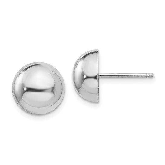 14K Yellow or White Gold Polished 10mm Half Ball Post Earrings, Simple Minimalist Dainty NOT gold filed NOT gold-plated. Free US Shipping