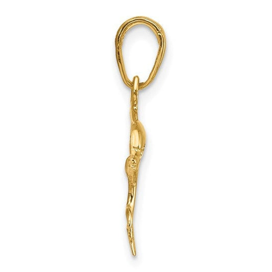 10k Yellow Gold Dolphin Pendant Charm for a Chain or Necklace .8" Long Not Gold Plated. Real 10K Gold. Bail can fit up 4mm chain.