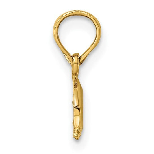 10k Yellow Gold Small Double Dolphin Pendant Charm for a Chain or Necklace 1/4" x 1/4" Not Gold Plated. Real 10K. Bail can fit up 5mm chain.