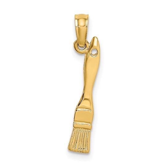 14K or 10K Solid Yellow Gold Polished 3-D Small Paint Brush Charm Pendant Charm 3/4" Long x 4mm Wide. Great 4 Necklace / Charm Bracelet