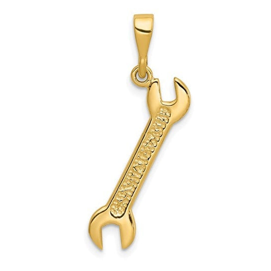14K or 10K 3D Solid Yellow Gold Open-Ended Wrench Charm Pendant 1" Long x .4" Wide. Occupation Handyman. Great 4 Necklace / Charm Bracelet