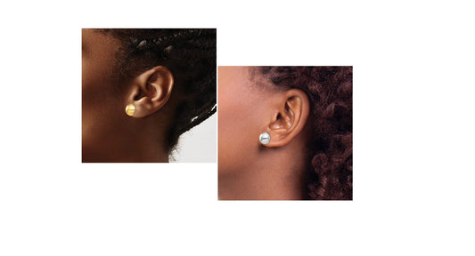 14K Yellow or White Gold Polished 10mm Half Ball Post Earrings, Simple Minimalist Dainty NOT gold filed NOT gold-plated. Free US Shipping